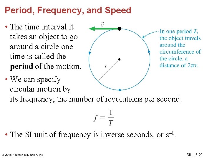 Period, Frequency, and Speed • The time interval it takes an object to go