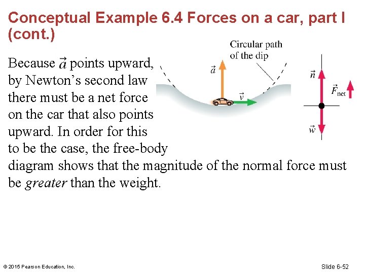 Conceptual Example 6. 4 Forces on a car, part I (cont. ) Because points