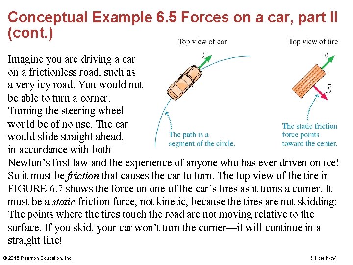 Conceptual Example 6. 5 Forces on a car, part II (cont. ) Imagine you