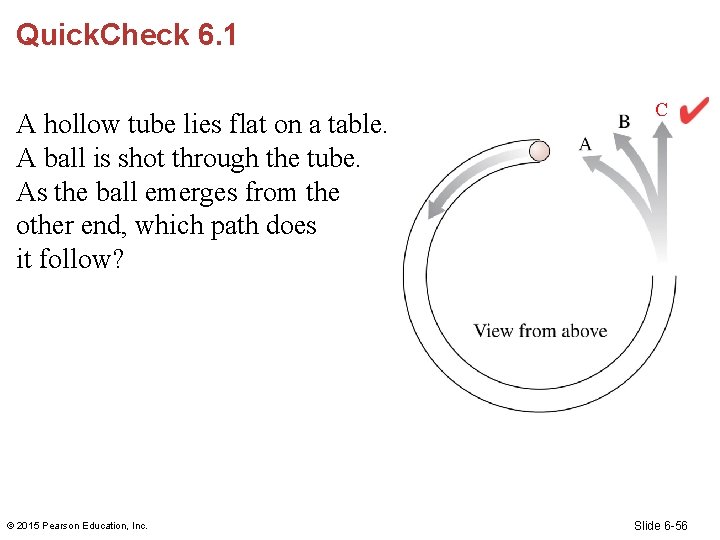 Quick. Check 6. 1 A hollow tube lies flat on a table. A ball