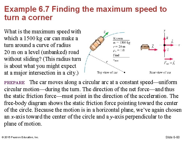 Example 6. 7 Finding the maximum speed to turn a corner What is the
