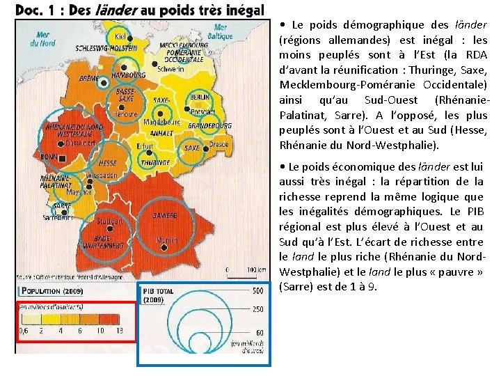  • Le poids démographique des länder (régions allemandes) est inégal : les moins