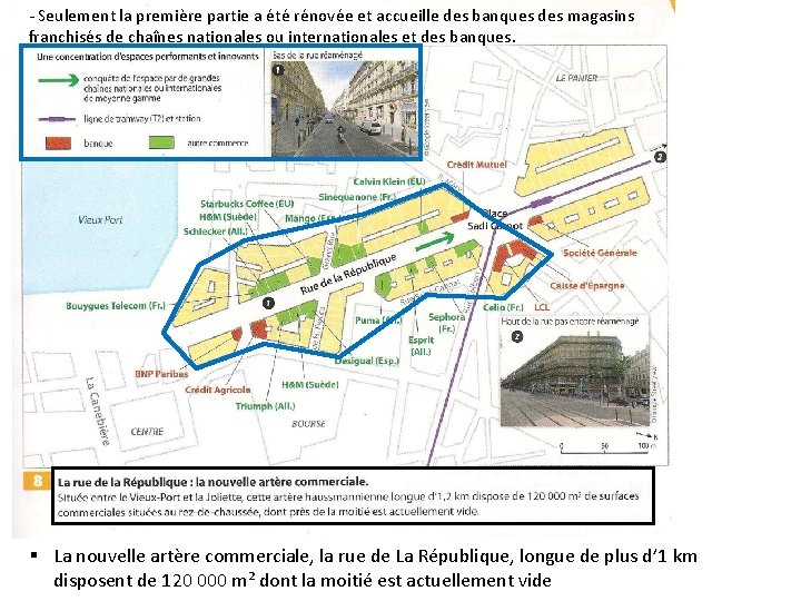 - Seulement la première partie a été rénovée et accueille des banques des magasins