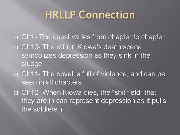 HRLLP Connection � � Ch 1 - The quest varies from chapter to chapter