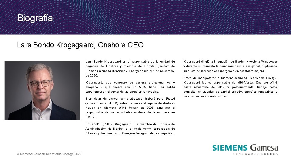 Biografía Lars Bondo Krogsgaard, Onshore CEO Lars Bondo Krogsgaard es el responsable de la