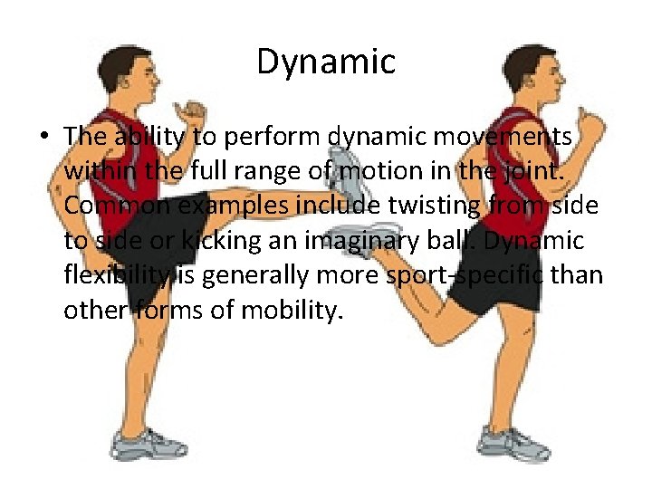 Dynamic • The ability to perform dynamic movements within the full range of motion