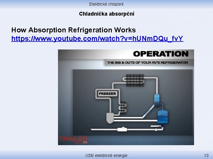 Elektrické chlazení Chladnička absorpční How Absorption Refrigeration Works https: //www. youtube. com/watch? v=h. UNm.