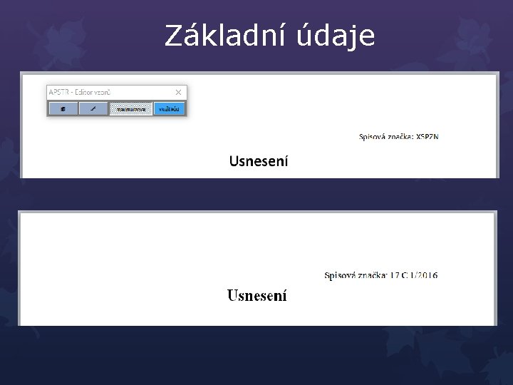 Základní údaje Před Kód je i za běžný kód lze text, lze jej do