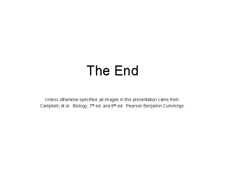 The End Unless otherwise specified, all images in this presentation came from: Campbell, et