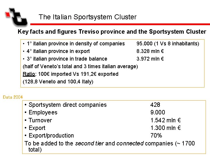 The Italian Sportsystem Cluster Key facts and figures Treviso province and the Sportsystem Cluster