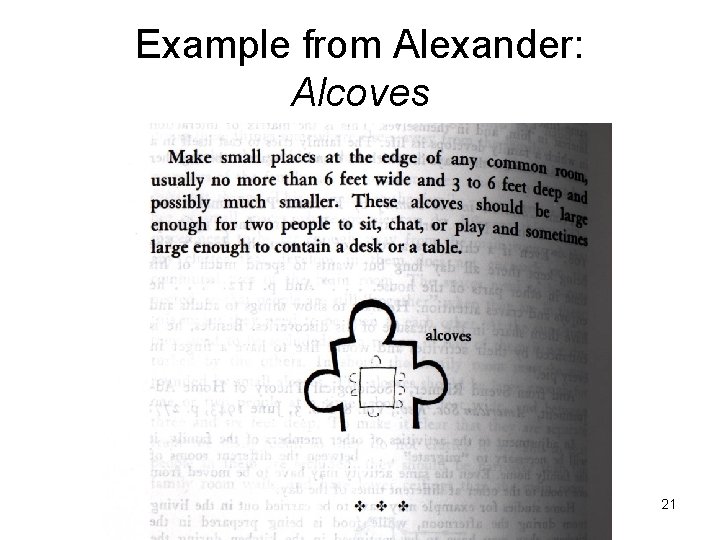 Example from Alexander: Alcoves 21 Example from Alexander: Alcoves 21