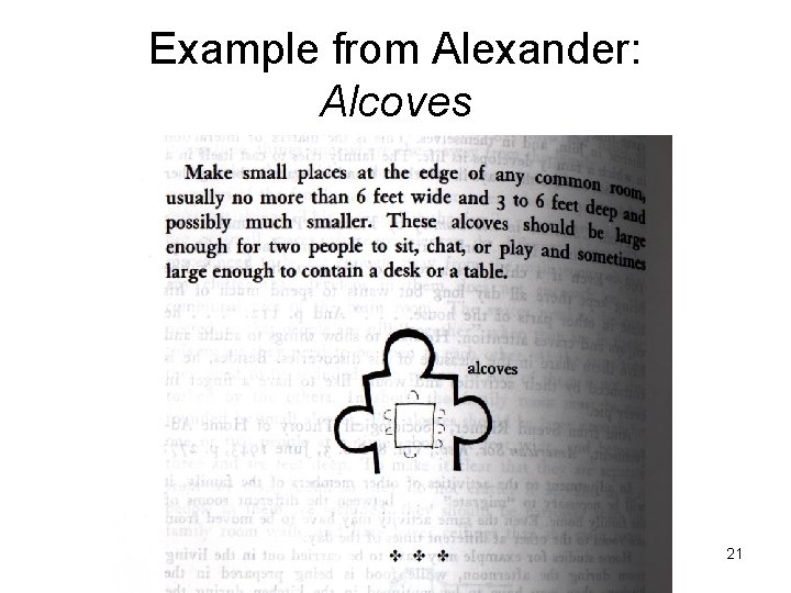 Example from Alexander: Alcoves 21 