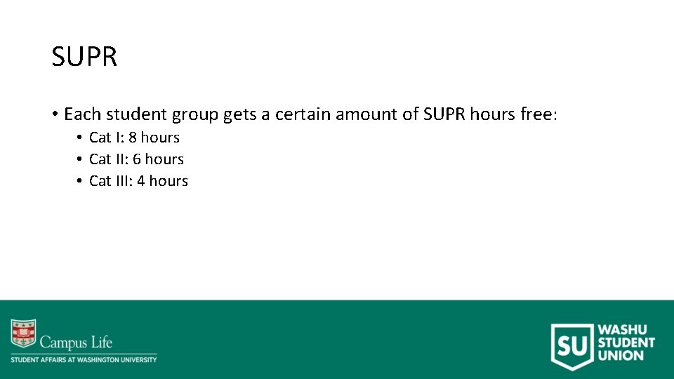 SUPR • Each student group gets a certain amount of SUPR hours free: •