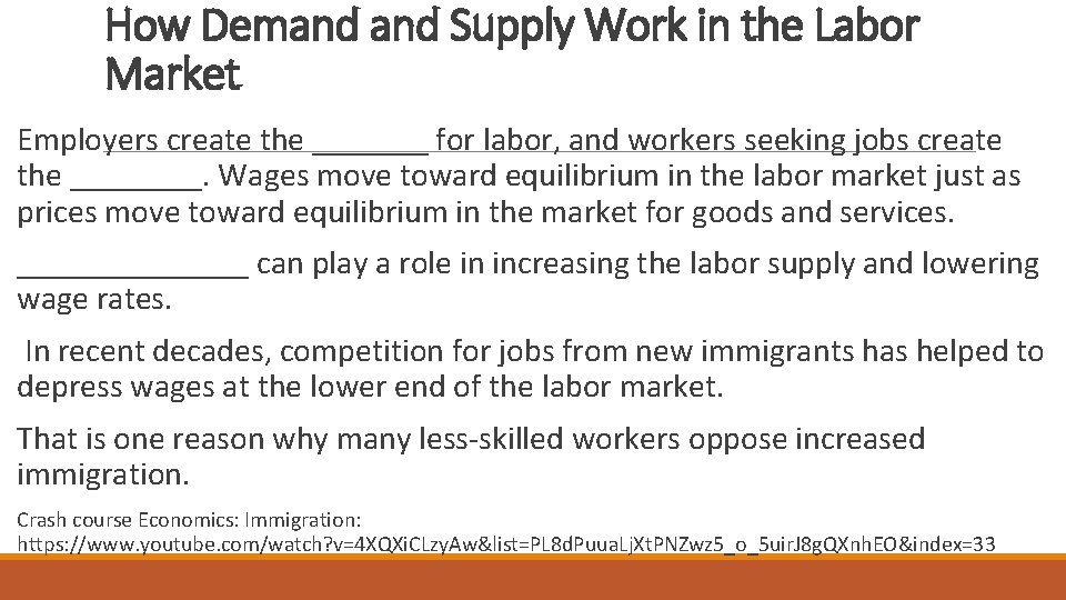 How Demand Supply Work in the Labor Market Employers create the _______ for labor,