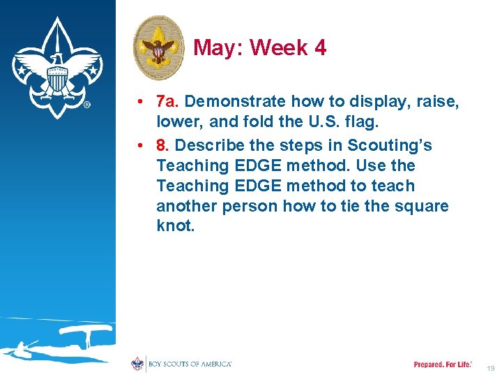 May: Week 4 • 7 a. Demonstrate how to display, raise, lower, and fold