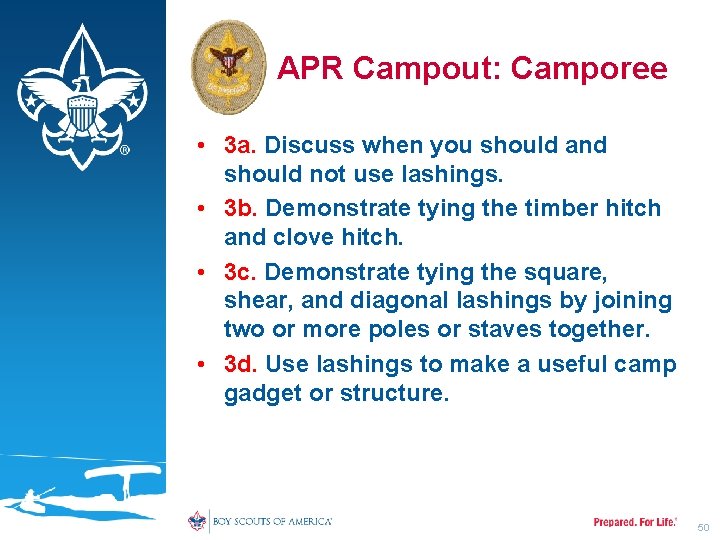APR Campout: Camporee • 3 a. Discuss when you should and should not use