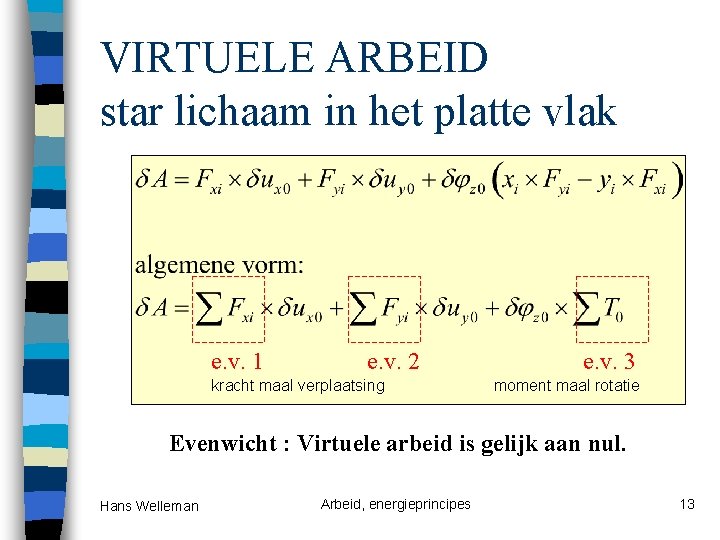 VIRTUELE ARBEID star lichaam in het platte vlak e. v. 1 e. v. 2