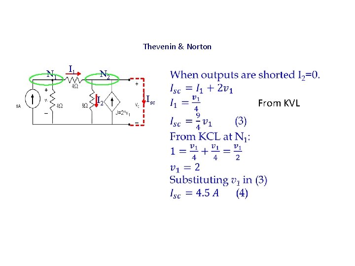 Thevenin & Norton N 1 I 1 N 2 Isc From KVL 