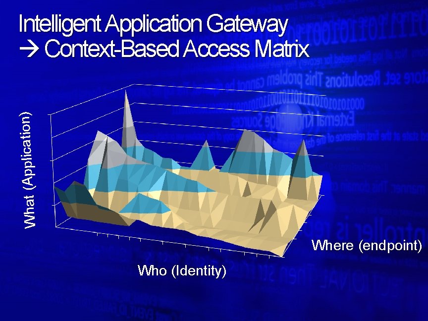 What (Application) Intelligent Application Gateway Context-Based Access Matrix Where (endpoint) Who (Identity) 