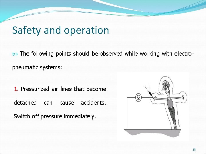 Safety and operation The following points should be observed while working with electro- pneumatic