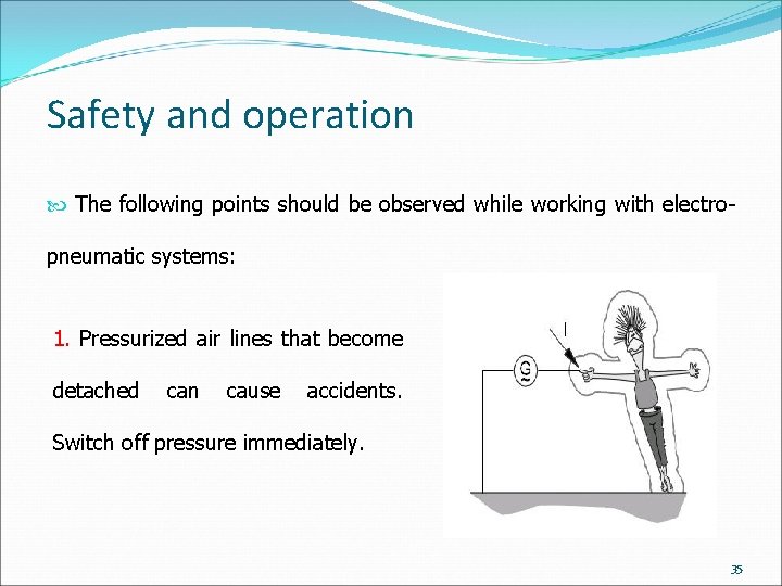 Safety and operation The following points should be observed while working with electro- pneumatic Safety and operation The following points should be observed while working with electro- pneumatic