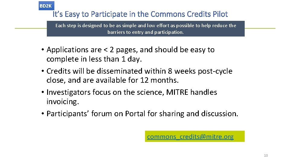 BD 2 K It’s Easy to Participate in the Commons Credits Pilot Each step