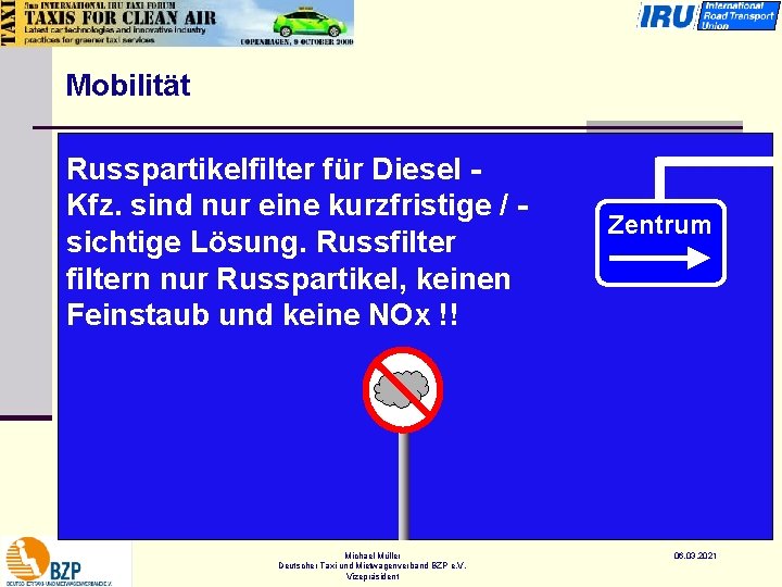 Mobilität Russpartikelfilter für Diesel Kfz. sind nur eine kurzfristige / sichtige Lösung. Russfiltern nur