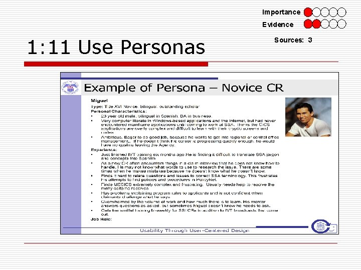 Importance Evidence 1: 11 Use Personas Sources: 3 