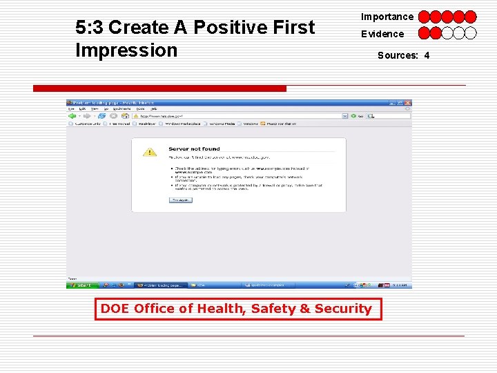 5: 3 Create A Positive First Impression Importance Evidence DOE Office of Health, Safety