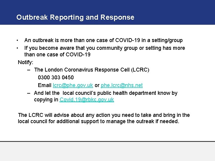 Outbreak Reporting and Response • • An outbreak is more than one case of