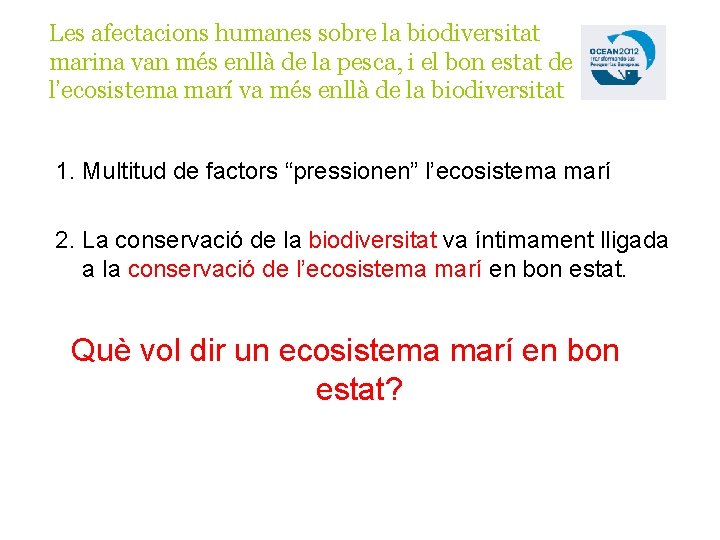 Les afectacions humanes sobre la biodiversitat marina van més enllà de la pesca, i