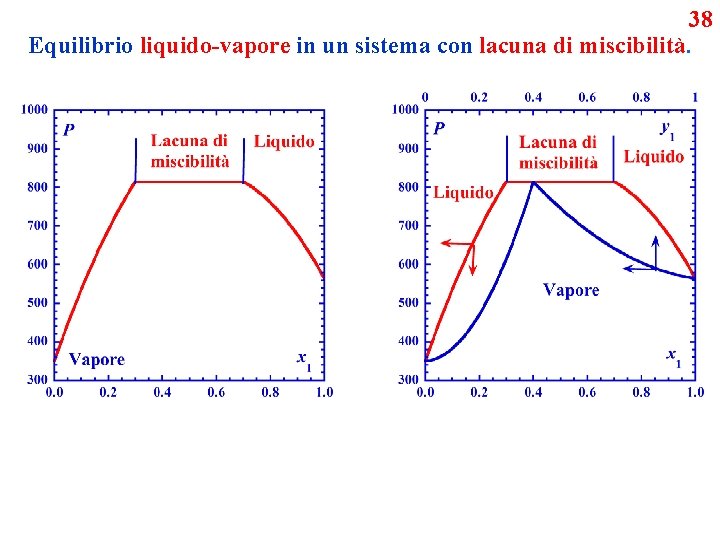 38 Equilibrio liquido-vapore in un sistema con lacuna di miscibilità. 