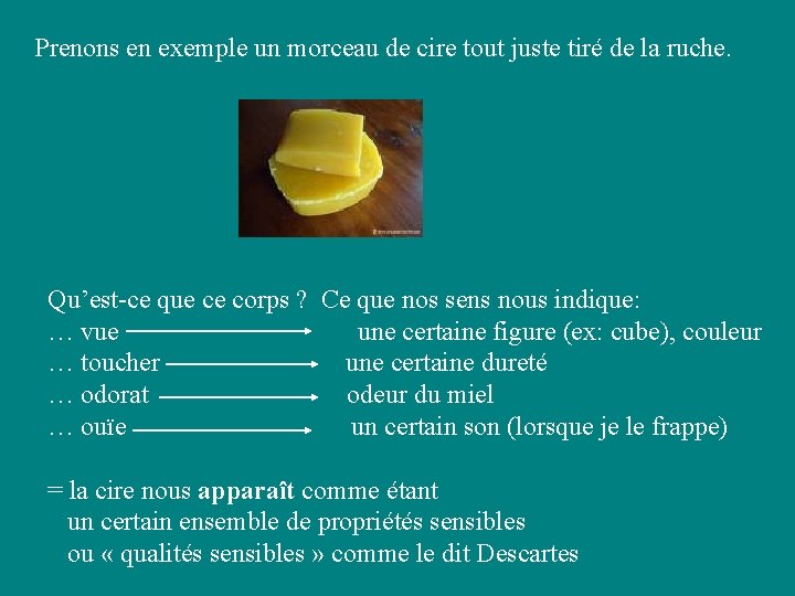 Prenons en exemple un morceau de cire tout juste tiré de la ruche. Qu’est-ce Prenons en exemple un morceau de cire tout juste tiré de la ruche. Qu’est-ce