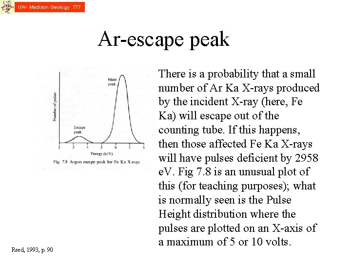 UW- Madison Geology 777 Ar-escape peak Reed, 1993, p. 90 There is a probability