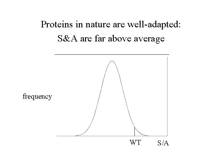 Proteins in nature are well-adapted: S&A are far above average frequency WT S/A 