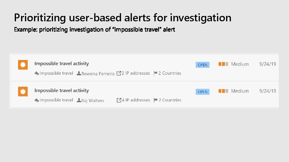 Prioritizing user-based alerts for investigation 