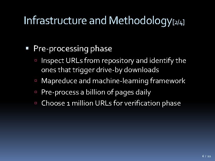 Infrastructure and Methodology[2/4] Pre-processing phase Inspect URLs from repository and identify the ones that