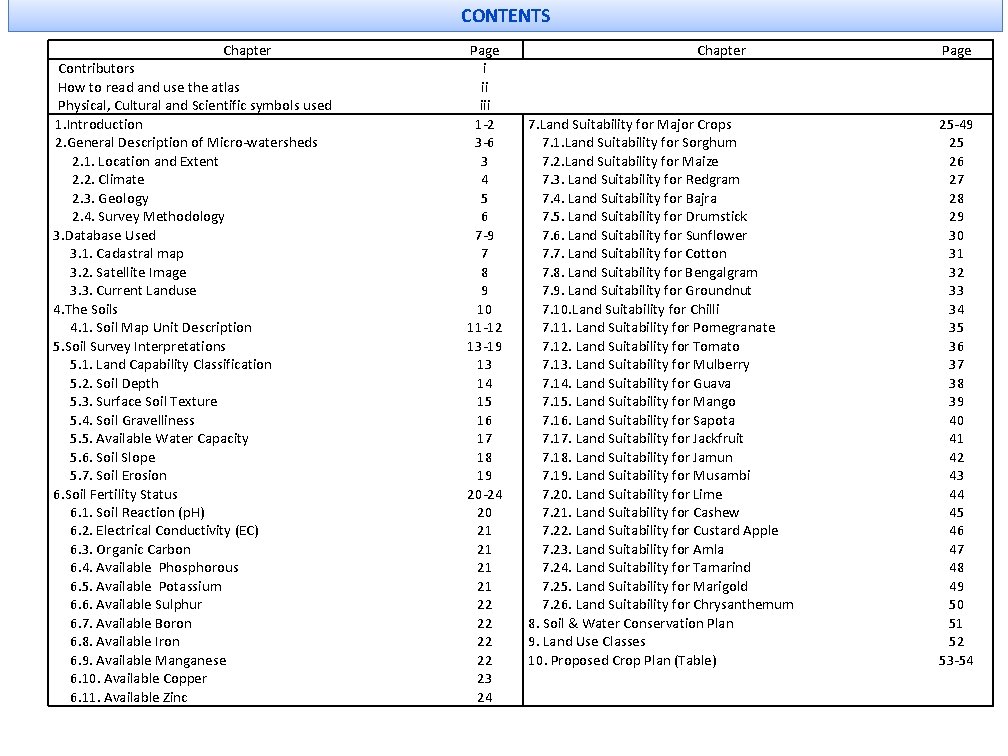 CONTENTS Chapter Contributors How to read and use the atlas Physical, Cultural and Scientific