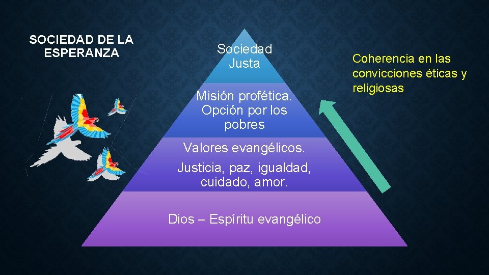 SOCIEDAD DE LA ESPERANZA Sociedad Justa Misión profética. Opción por los pobres Valores evangélicos.
