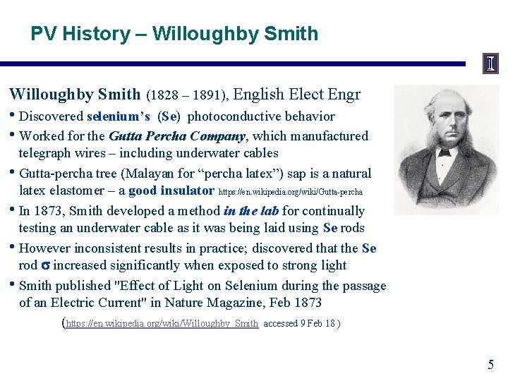 PV History – Willoughby Smith (1828 – 1891), English Elect Engr • Discovered selenium’s