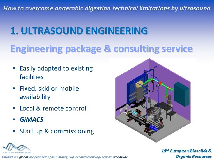 How to overcome anaerobic digestion technical limitations by ultrasound 1. ULTRASOUND ENGINEERING Engineering package How to overcome anaerobic digestion technical limitations by ultrasound 1. ULTRASOUND ENGINEERING Engineering package