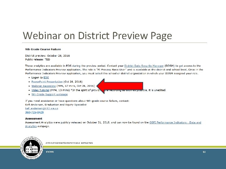 Webinar on District Preview Page OFFICE OF SUPERINTENDENT OF PUBLIC INSTRUCTION 3/6/2021 51 