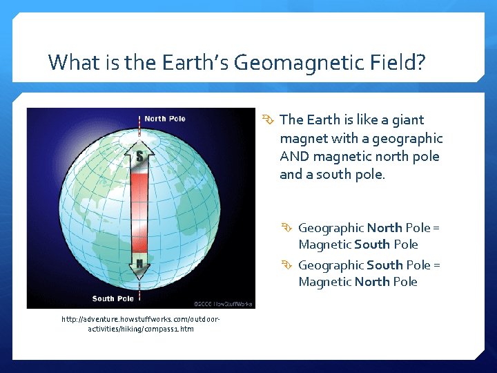 What is the Earth’s Geomagnetic Field? The Earth is like a giant magnet with