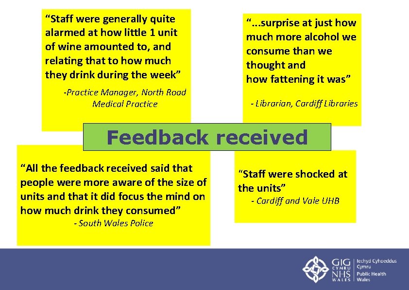 “Staff were generally quite alarmed at how little 1 unit of wine amounted to,