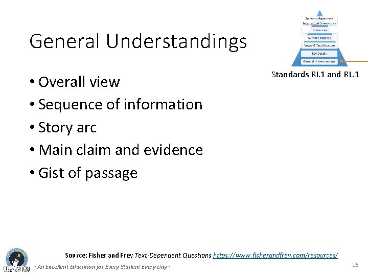General Understandings • Overall view • Sequence of information • Story arc • Main