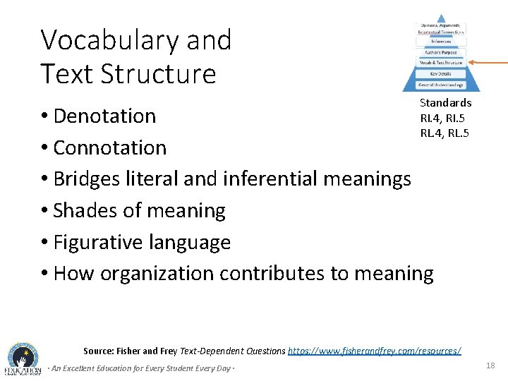 Vocabulary and Text Structure Standards RI. 4, RI. 5 RL. 4, RL. 5 •