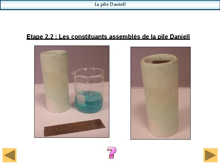 La pile Daniell Etape 2. 2 : Les constituants assemblés de la pile Daniell