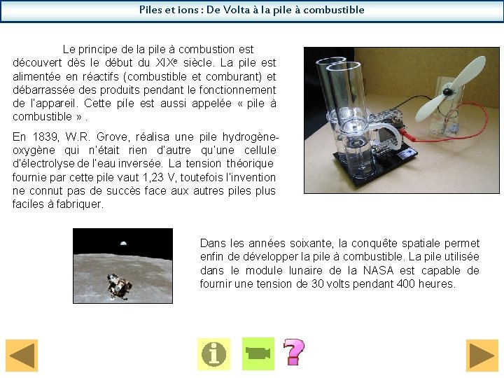 Piles et ions : De Volta à la pile à combustible Le principe de