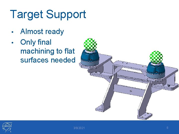 Target Support Almost ready • Only final machining to flat surfaces needed • 3/6/2021
