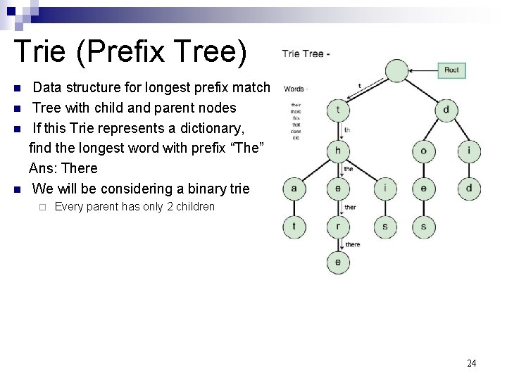 Trie (Prefix Tree) Data structure for longest prefix match n Tree with child and Trie (Prefix Tree) Data structure for longest prefix match n Tree with child and